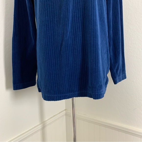Vintage Ribbed Velour Blue 3/4 Zip Long Sleeve Shirt Sz S Mock Neck - Picture 8 of 17
